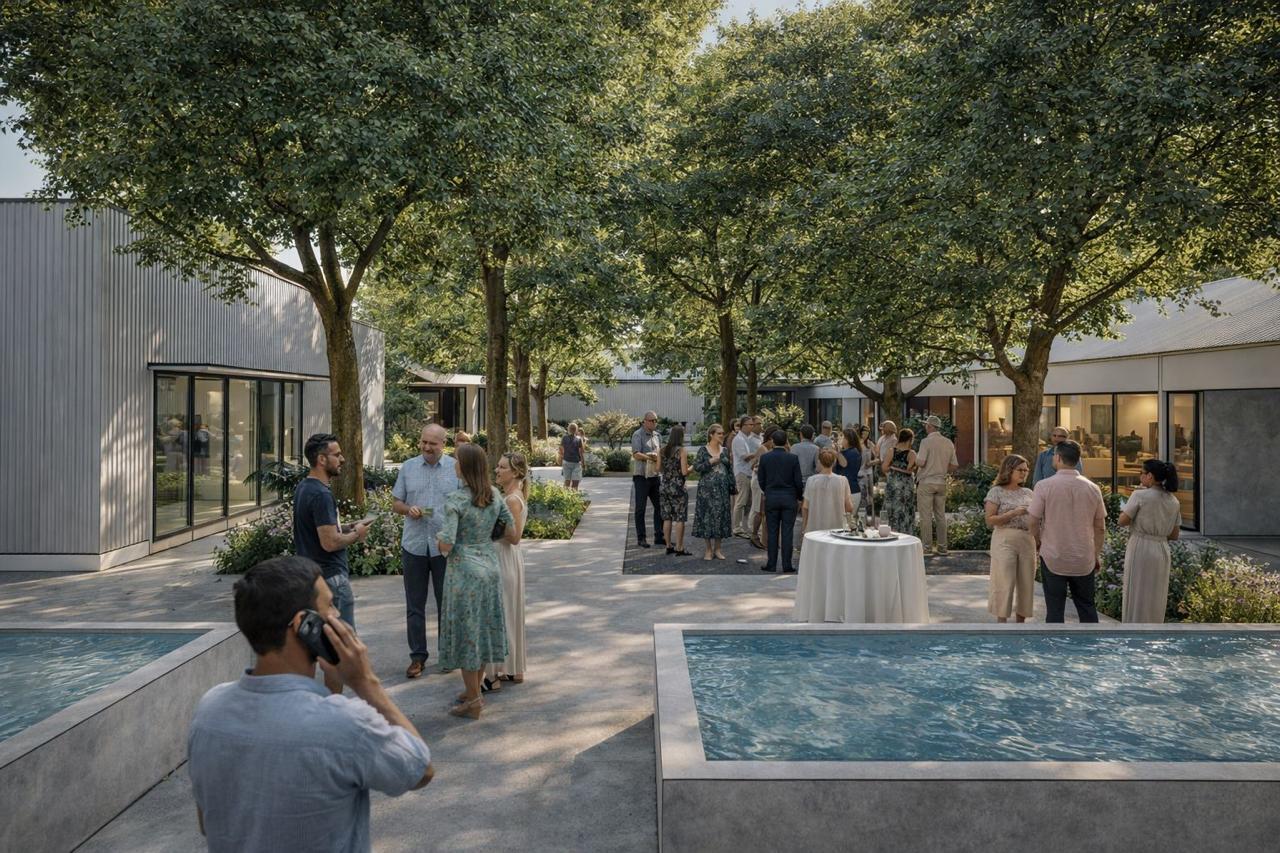 Evento social en el patio de HRBM Studios