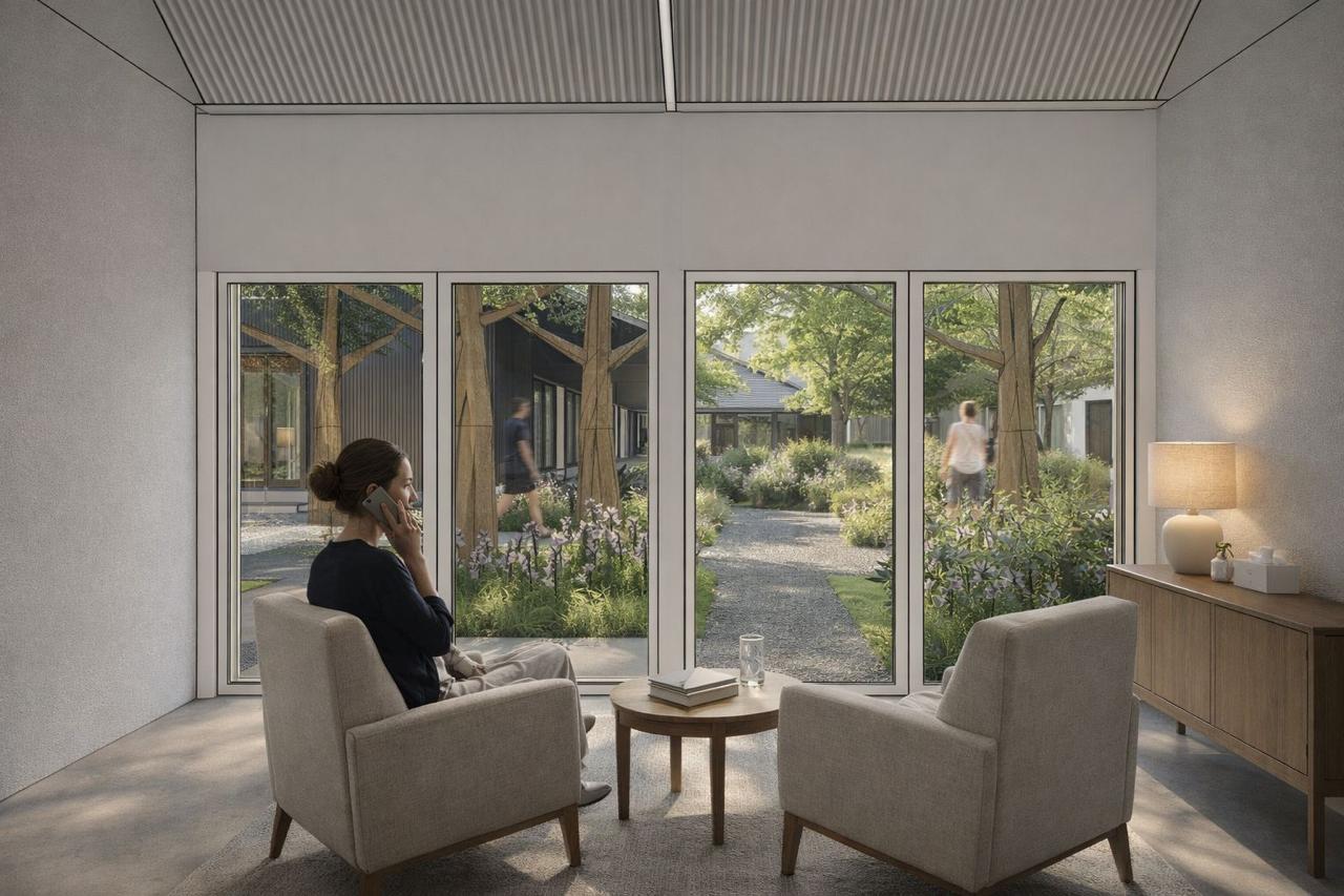 Sala de reuniones con vista al jardín